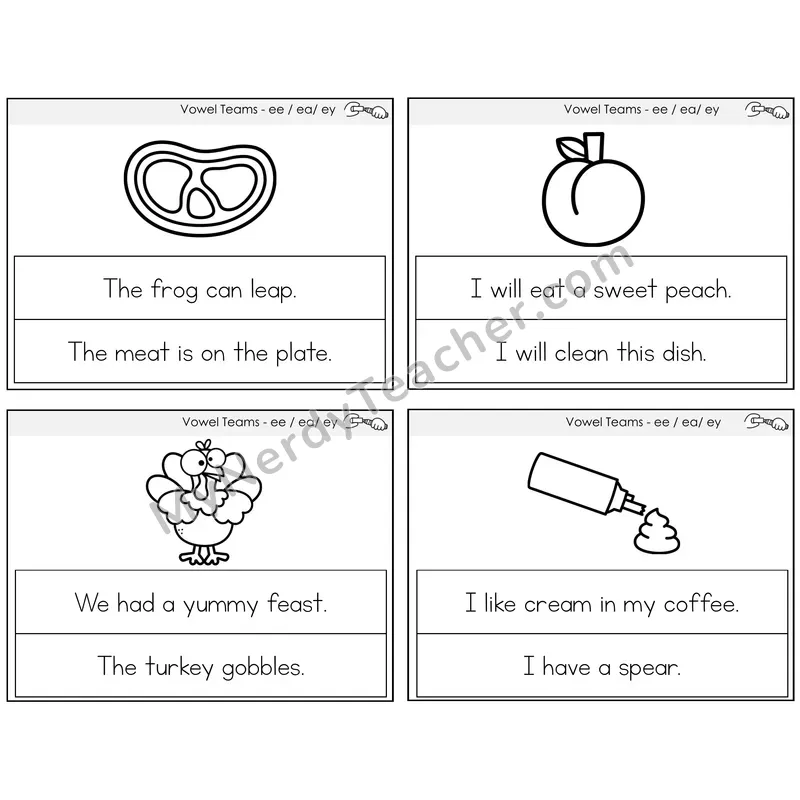 Long E Vowel Teams (ee, ea, ey) Circle the Sentence Task Cards — Decodable Sentences