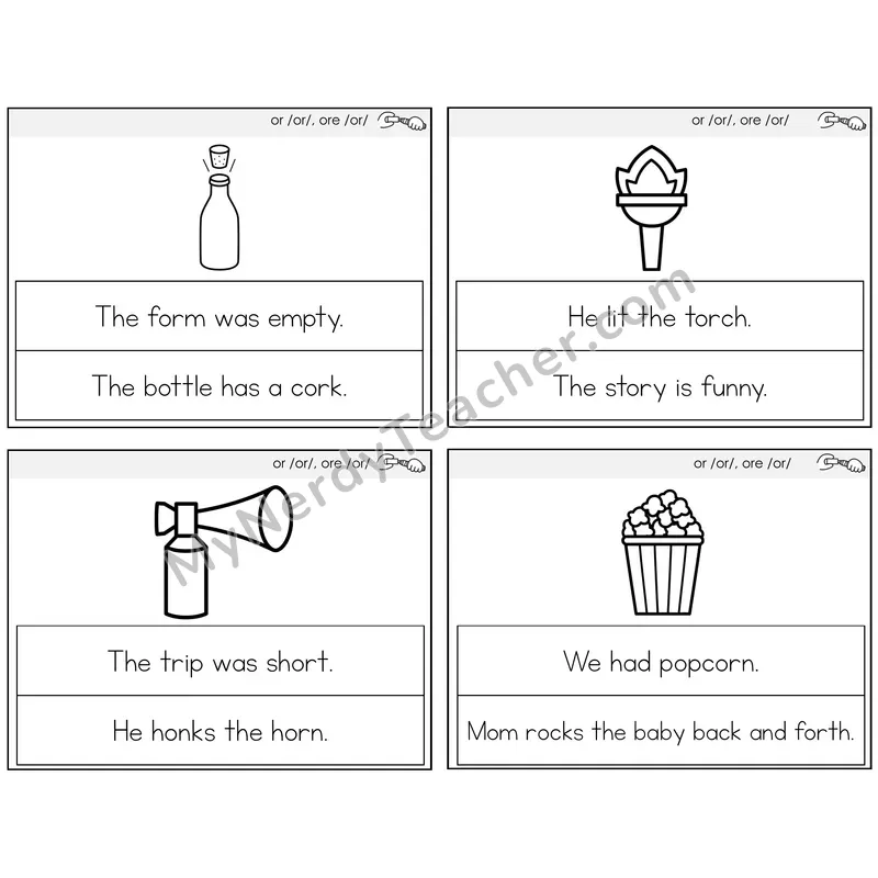 R-Controlled OR and ORE Circle the Sentence Task Cards — Decodable Sentences