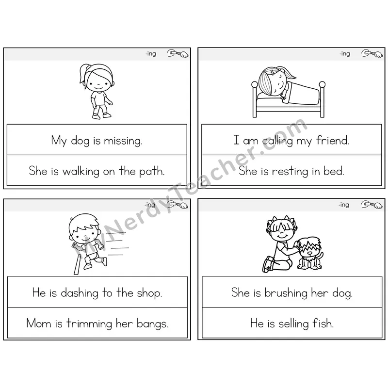Suffix -ing Circle the Sentence Task Cards — Decodable Sentences