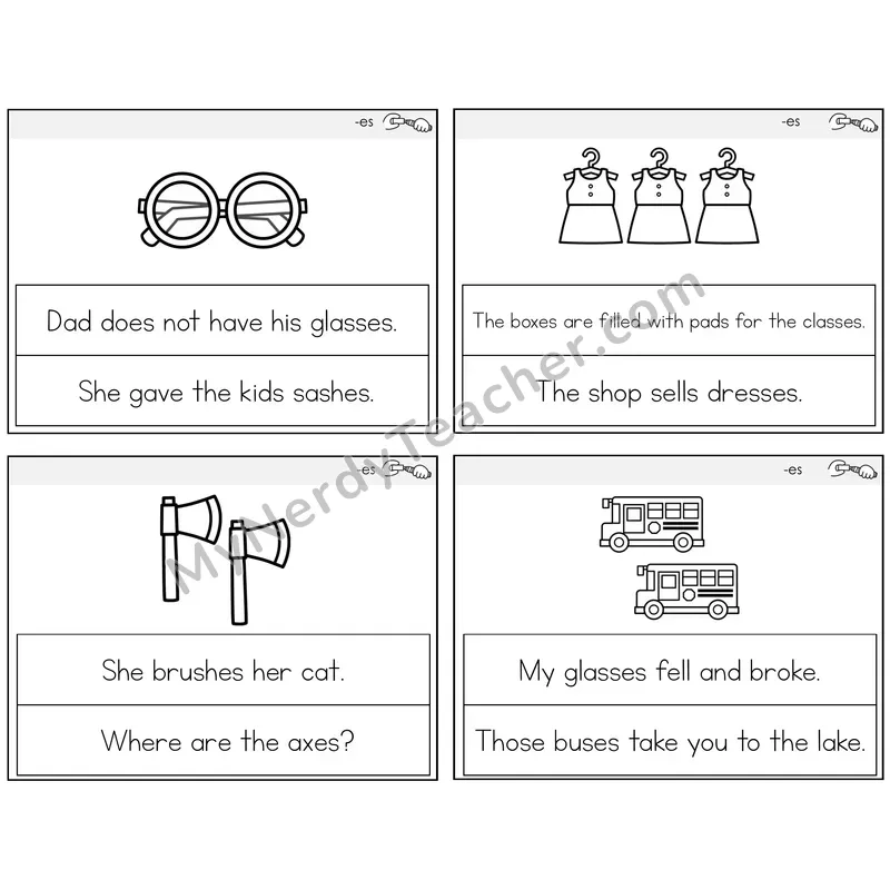 Suffix -es (Inflectional) Circle the Sentence Task Cards — Decodable Sentences