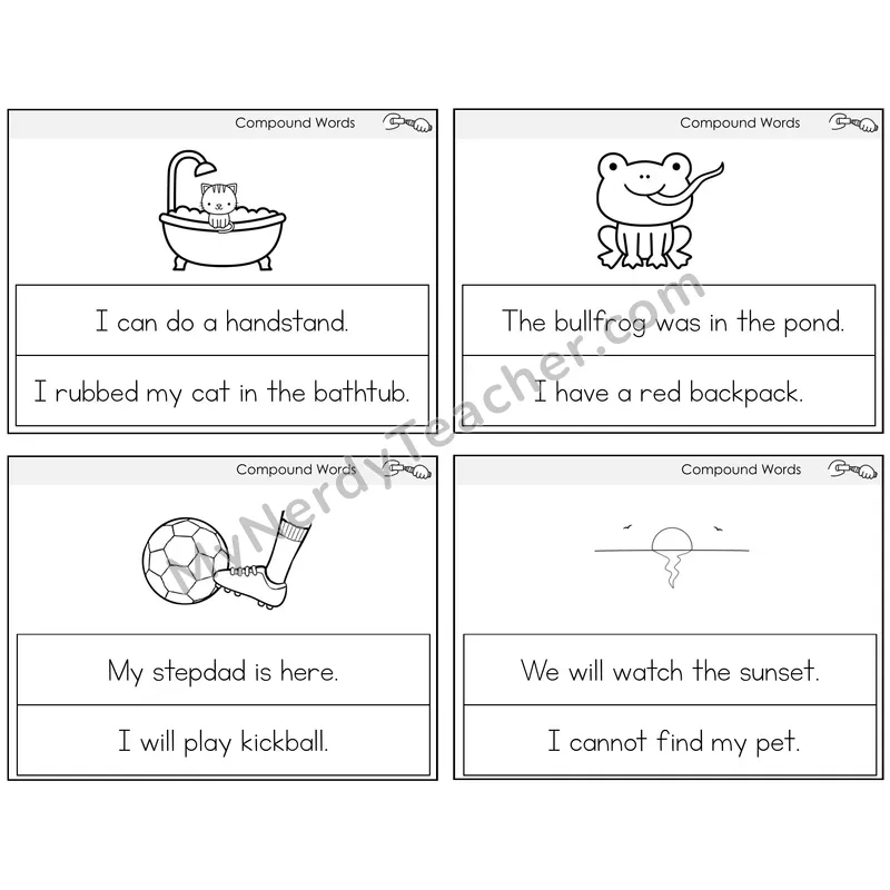 Compound Words Circle the Sentence Task Cards — Decodable Sentences