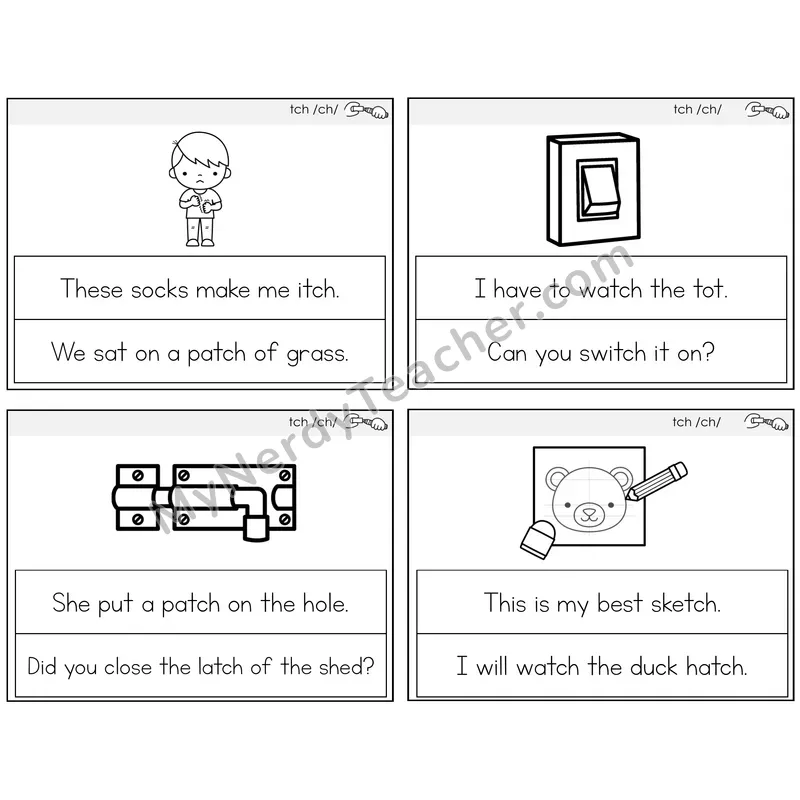 TCH Trigraph Circle the Sentence Task Cards — Decodable Sentences
