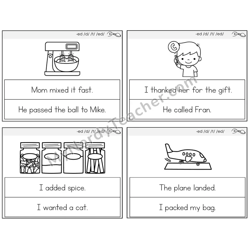 Suffix -ed Circle the Sentence Task Cards — Decodable Sentences