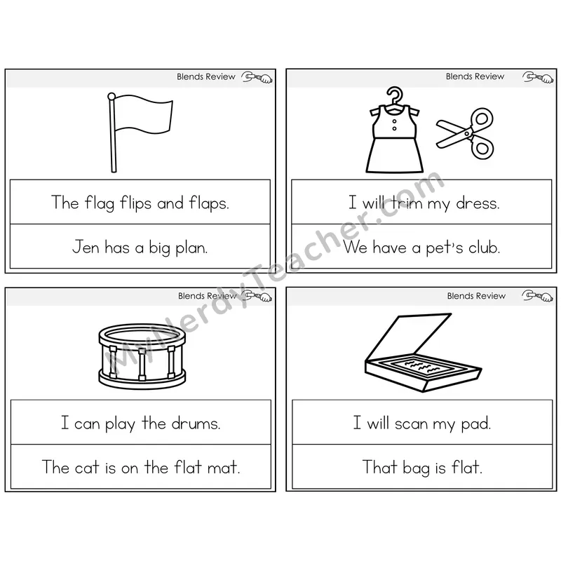 Blends Review Circle the Sentence Task Cards — Decodable Sentences