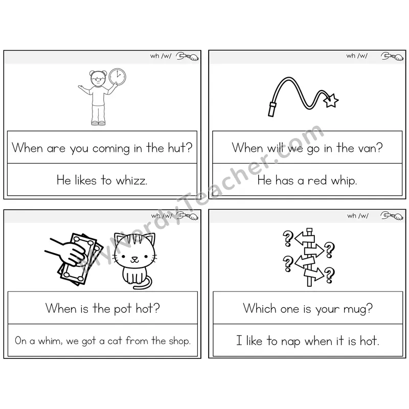 WH Digraph Circle the Sentence Task Cards — Decodable Sentences