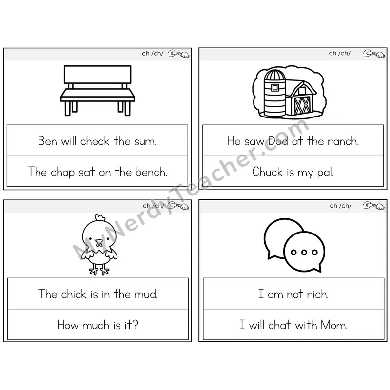 CH Digraph Circle the Sentence Task Cards — Decodable Sentences