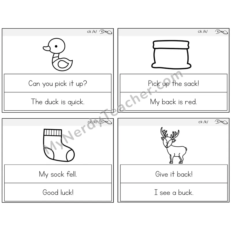 CK Digraph Circle the Sentence Task Cards — Decodable Sentences