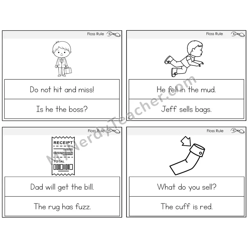 Floss Rule (ff, ll, ss, zz) Circle the Sentence Task Cards — Decodable Sentences