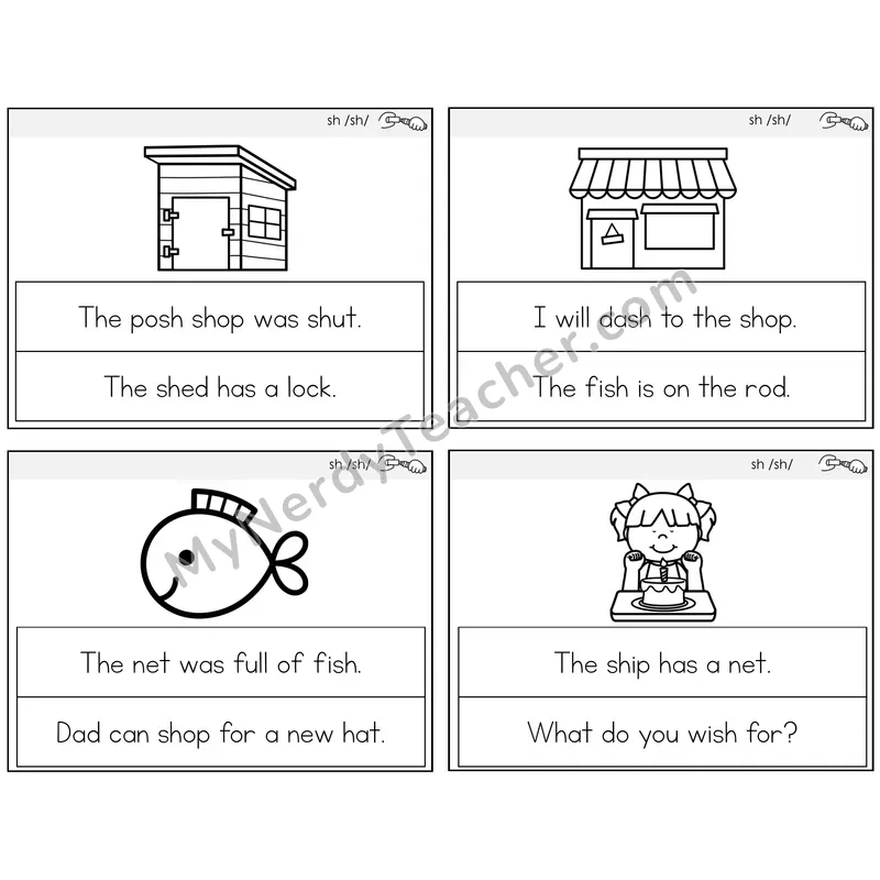 SH Digraph Circle the Sentence Task Cards — Decodable Sentences