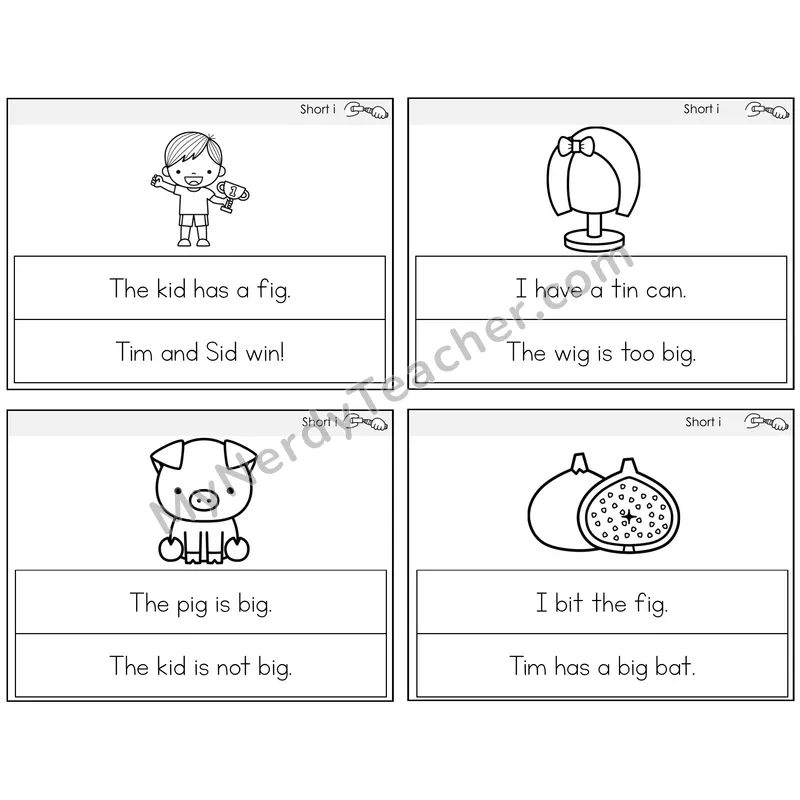 Short I Circle the Sentence Task Cards — Decodable Sentences