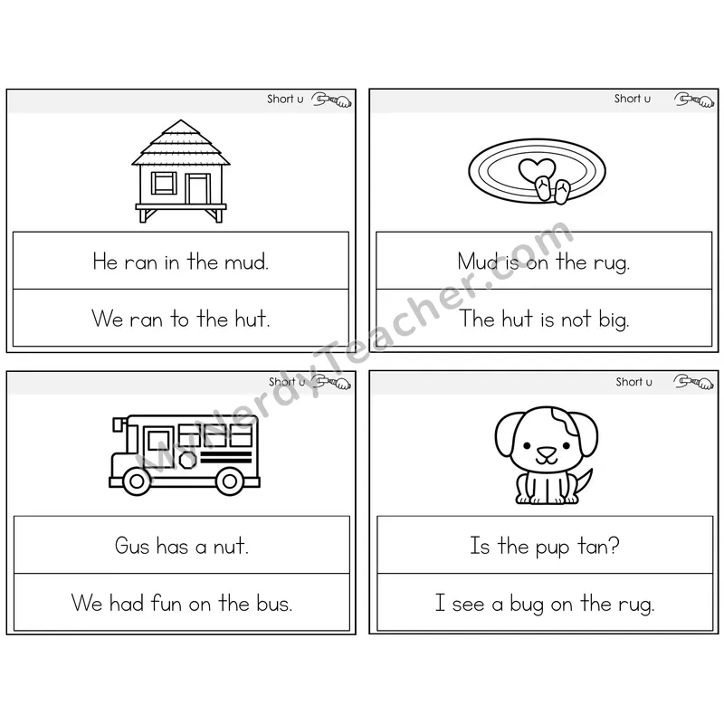 Short U Circle the Sentence Task Cards — Decodable Sentences