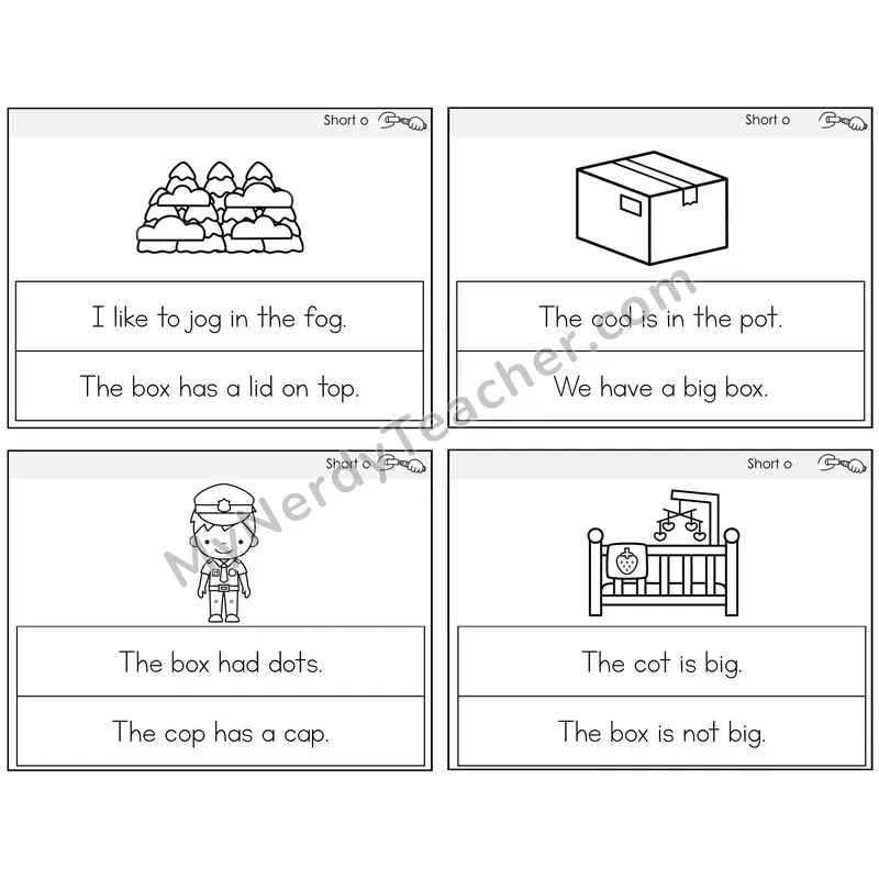 Short O Circle the Sentence Task Cards — Decodable Sentences