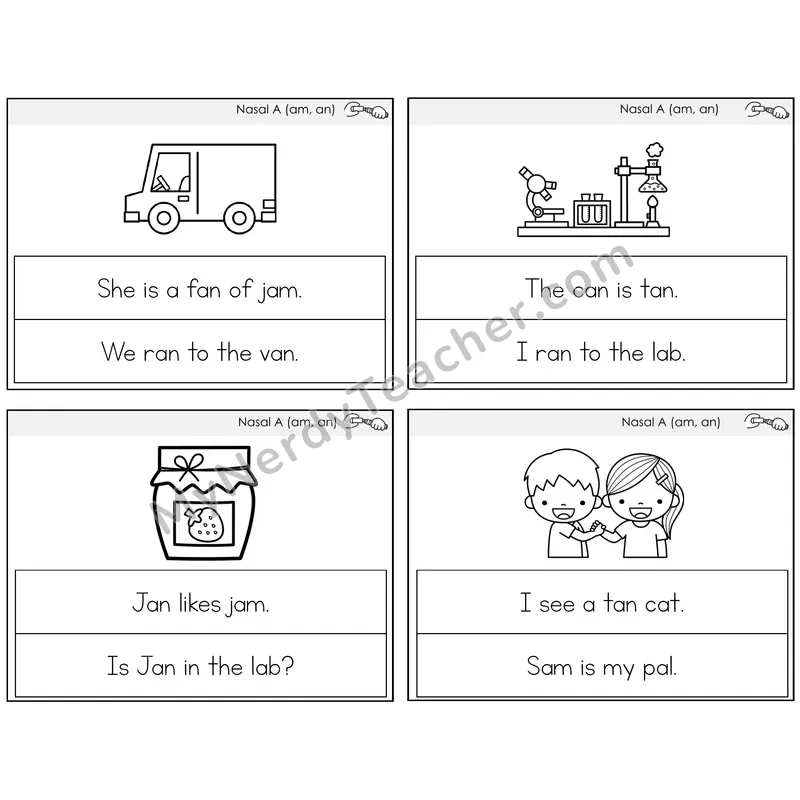Nasalized A (am, an) Circle the Sentence Task Cards — Decodable Sentences