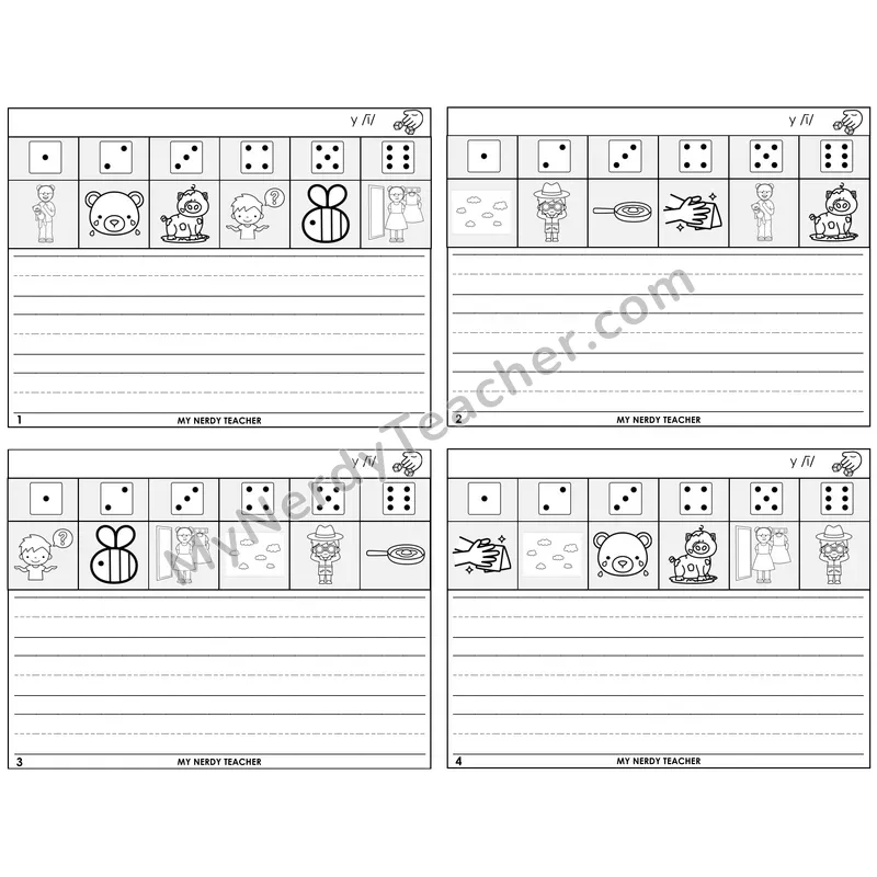Y as Long I Roll Say and Write Task Cards — Decodable Sentences