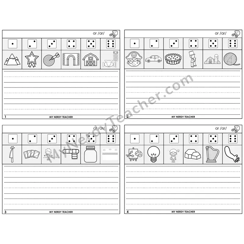 R-Controlled AR Roll Say and Write Task Cards — Decodable Sentences