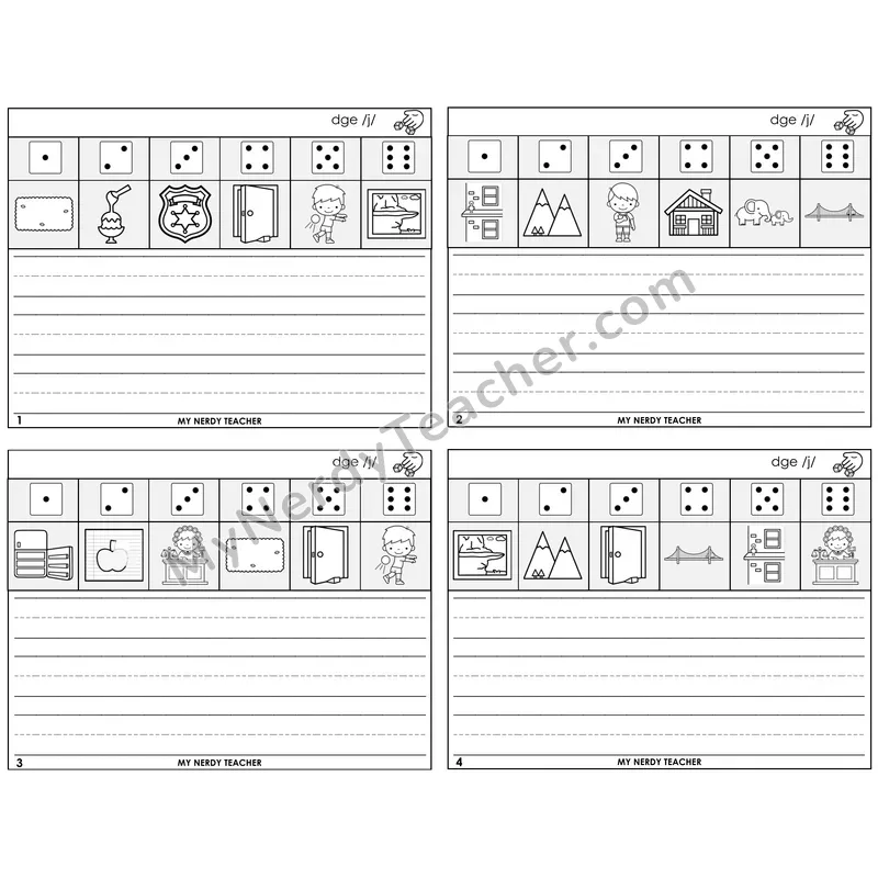 DGE Trigraph Roll Say and Write Task Cards — Decodable Sentences