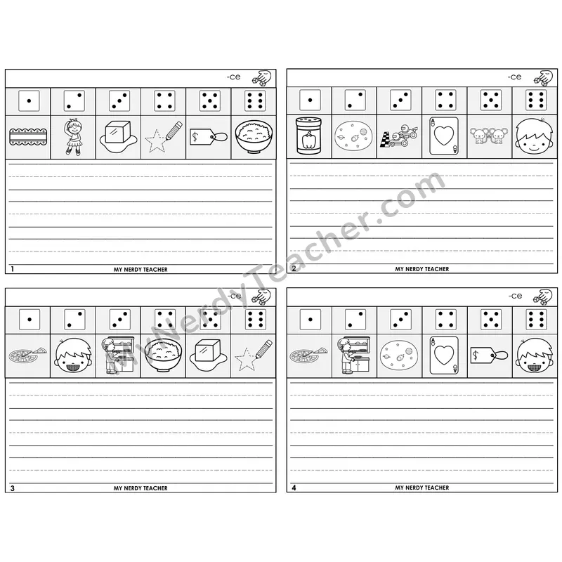 Soft C (_ce) Roll Say and Write Task Cards — Decodable Sentences