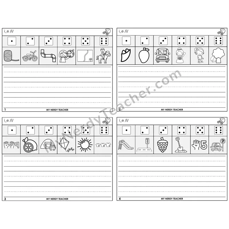 Long I VCe (i_e) Roll Say and Write Task Cards — Decodable Sentences