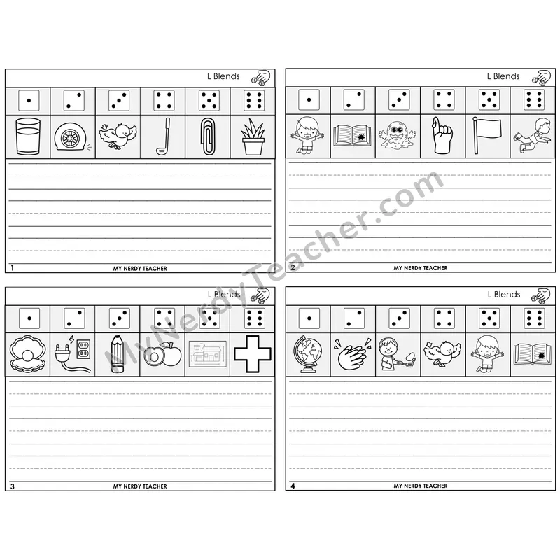 L Blends Roll Say and Write Task Cards — Decodable Sentences
