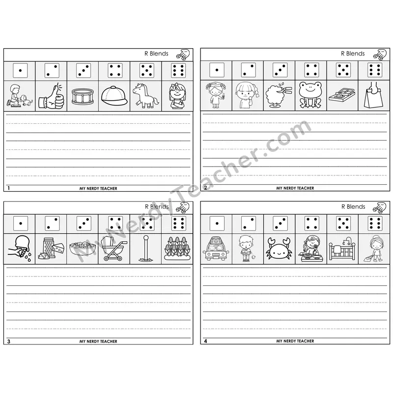R Blends Roll Say and Write Task Cards — Decodable Sentences