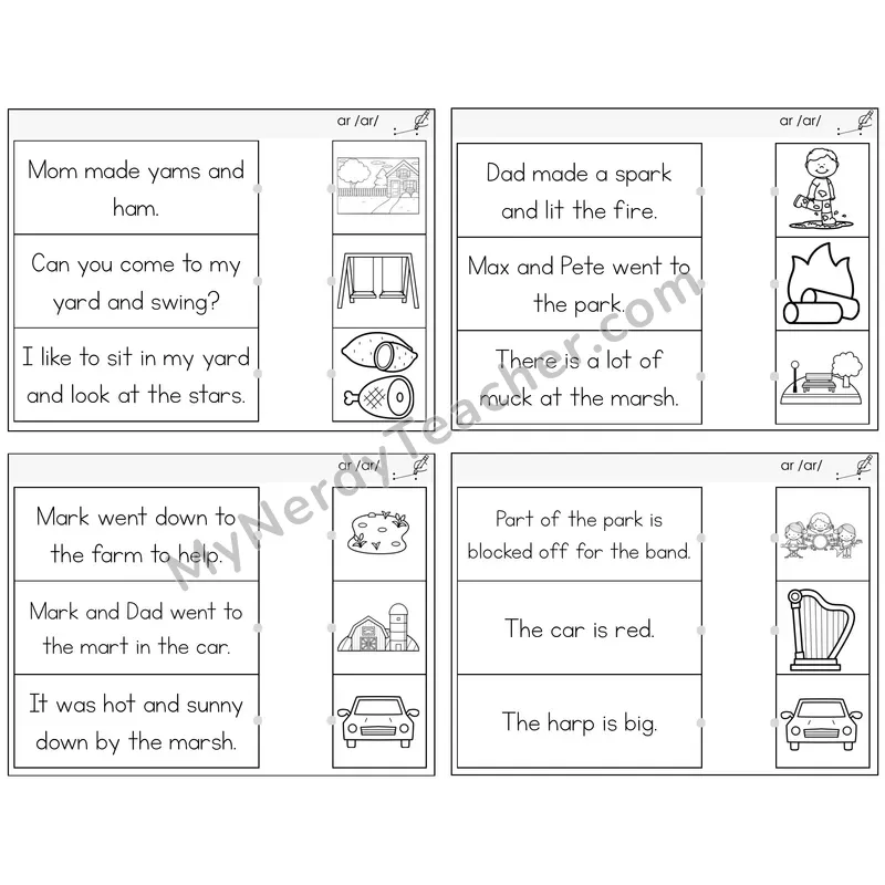 R-Controlled AR Read and Match Picture Task Cards — Decodable Sentences