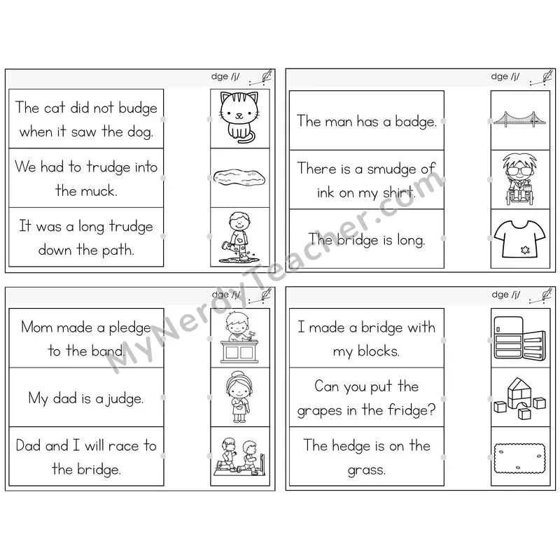 DGE Trigraph Read and Match Picture Task Cards — Decodable Sentences
