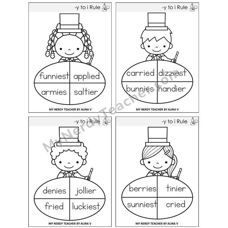 Y to I Rule Sentence Spinners Task Cards — Decodable Sentences
