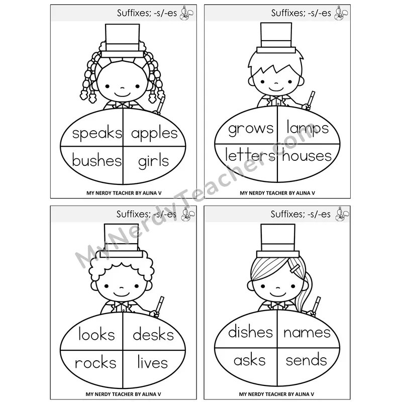 Suffixes -s and -es Sentence Spinners Task Cards — Decodable Sentences