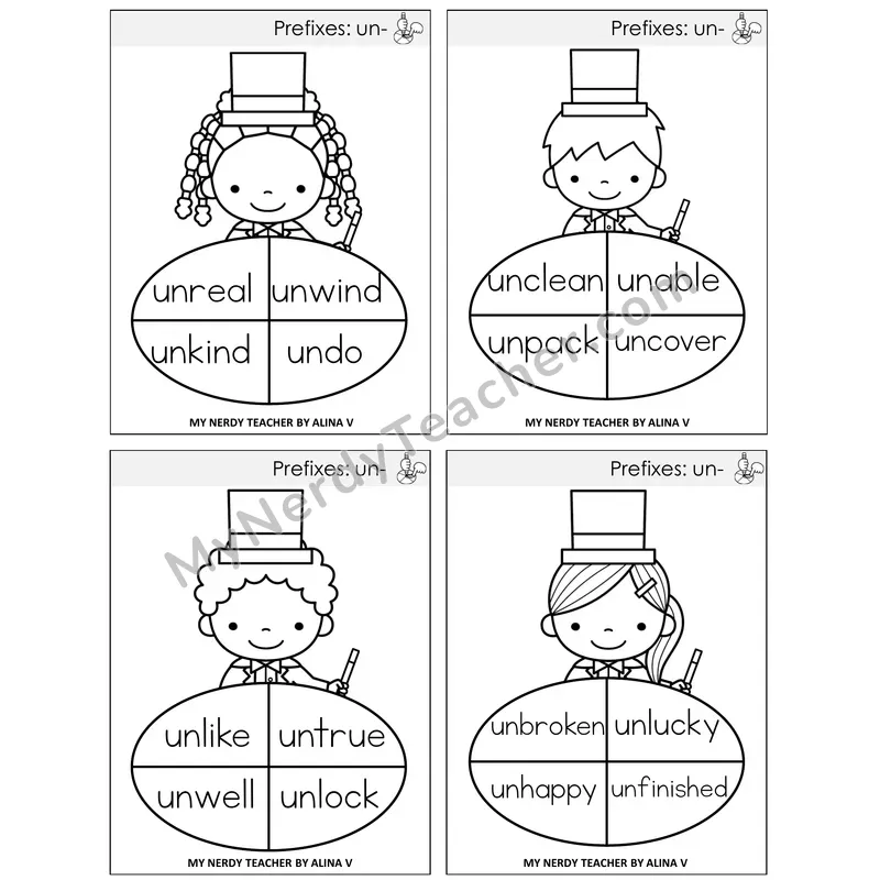 Prefix un- Sentence Spinners Task Cards — Decodable Sentences