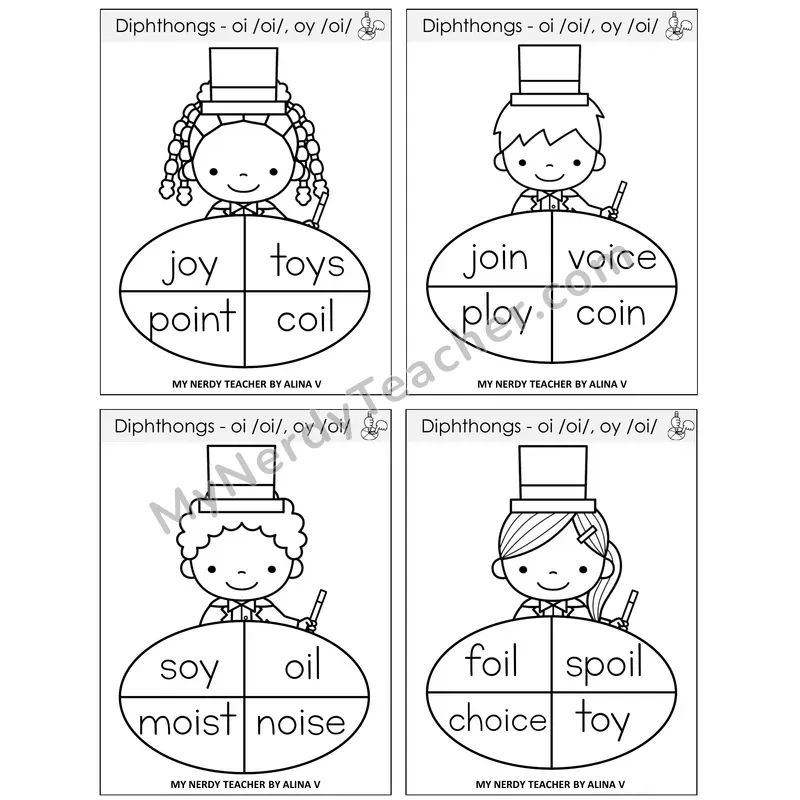 Diphthong OI and OY Sentence Spinners Task Cards — Decodable Sentences