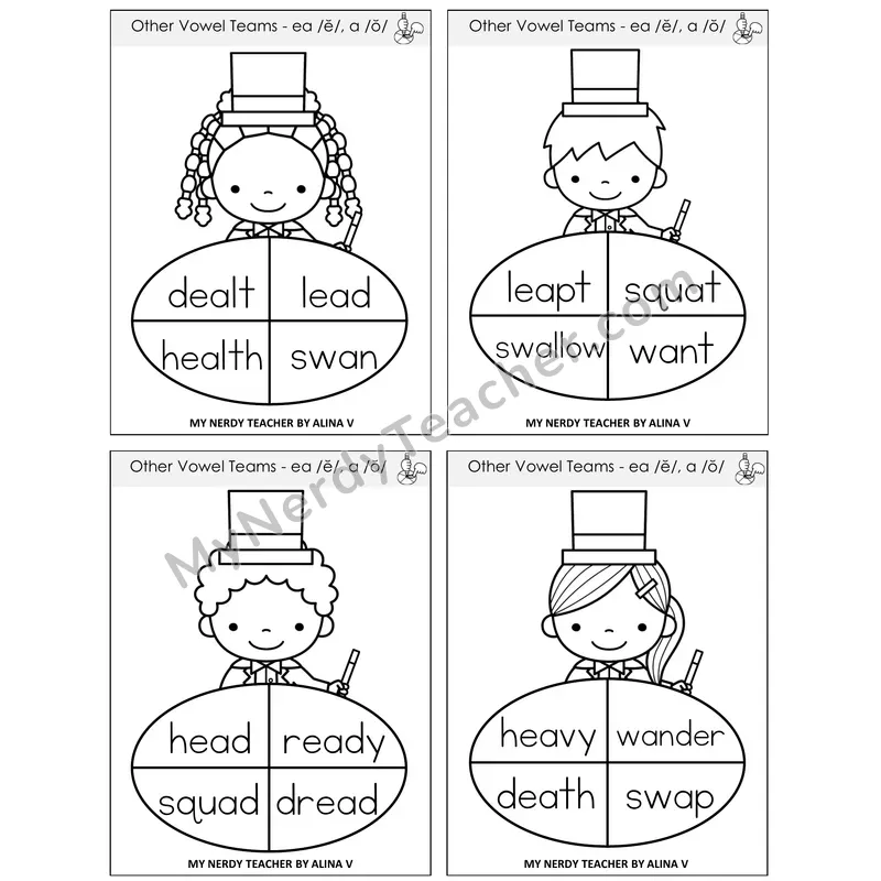EA (short e) and A (short o) Sentence Spinners Task Cards — Decodable Sentences