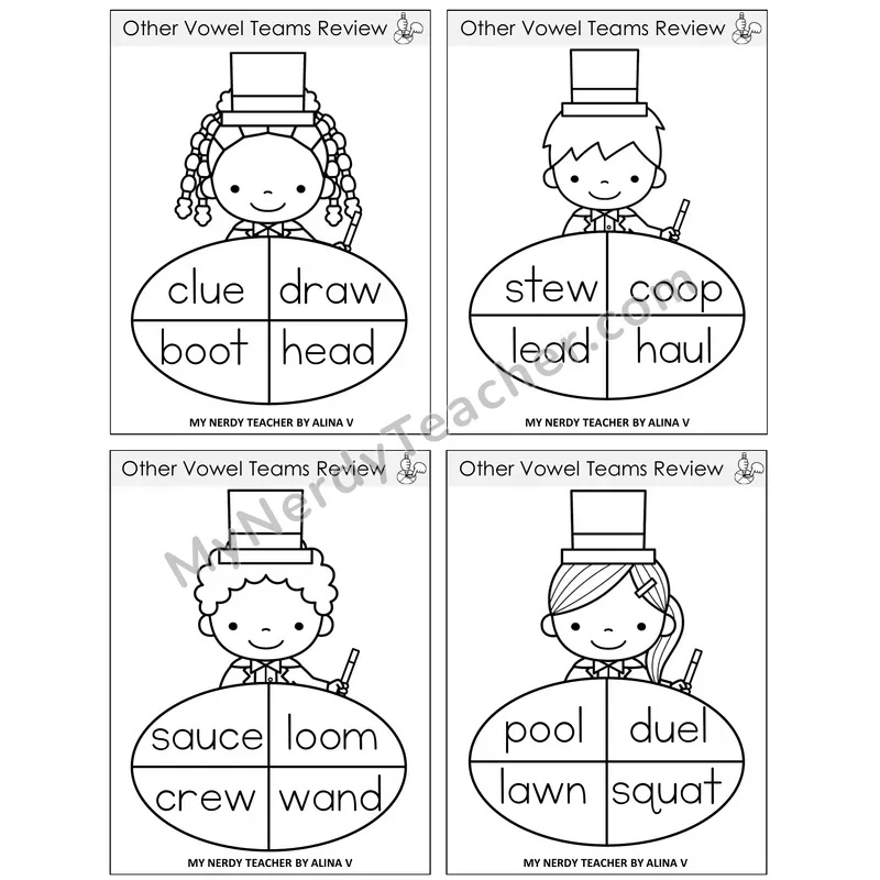 Other Vowel Teams Review Sentence Spinners Task Cards — Decodable Sentences