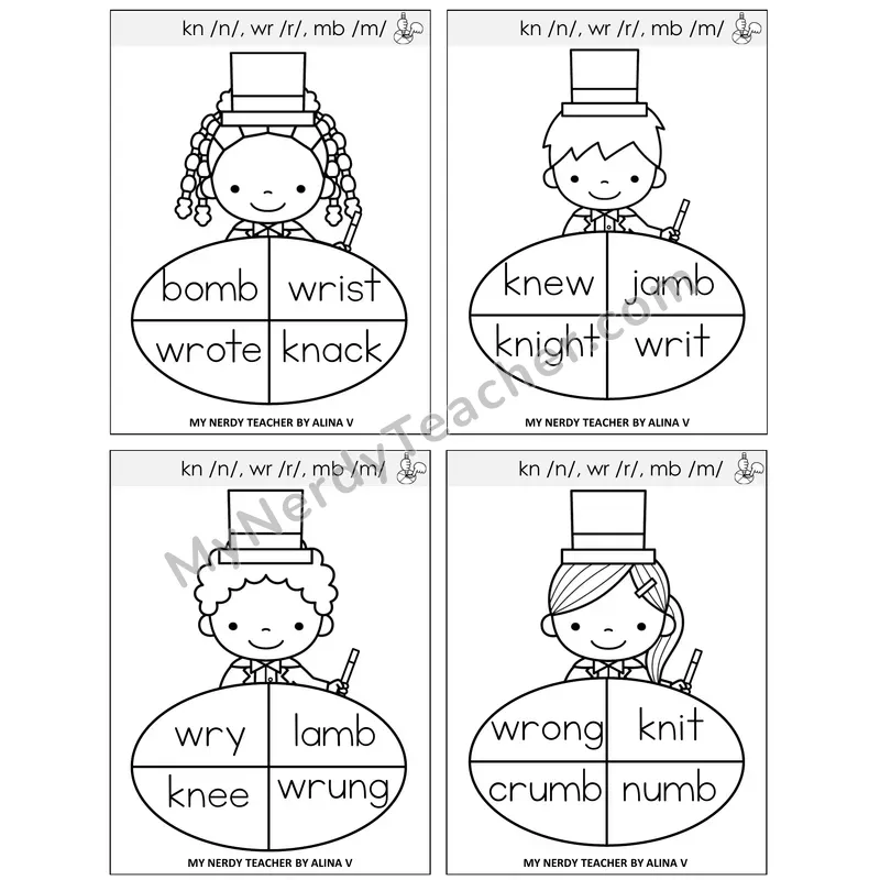 Silent Letters (kn, wr, mb) Sentence Spinners Task Cards — Decodable Sentences