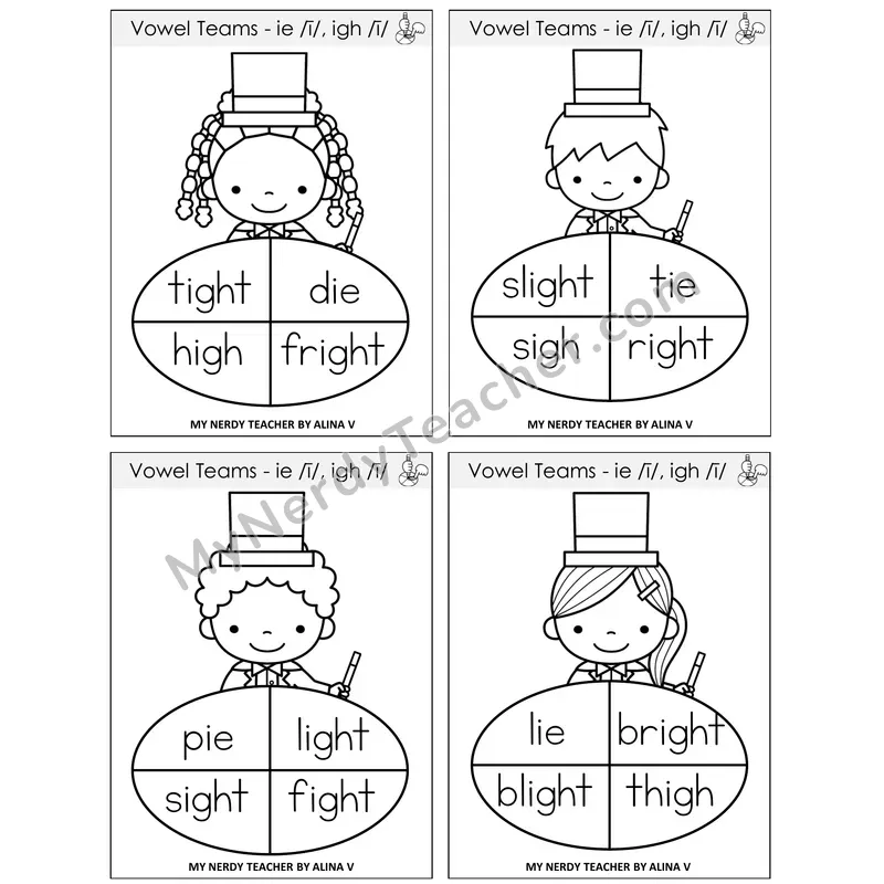 Long I Vowel Teams (ie, igh) Sentence Spinners Task Cards — Decodable Sentences