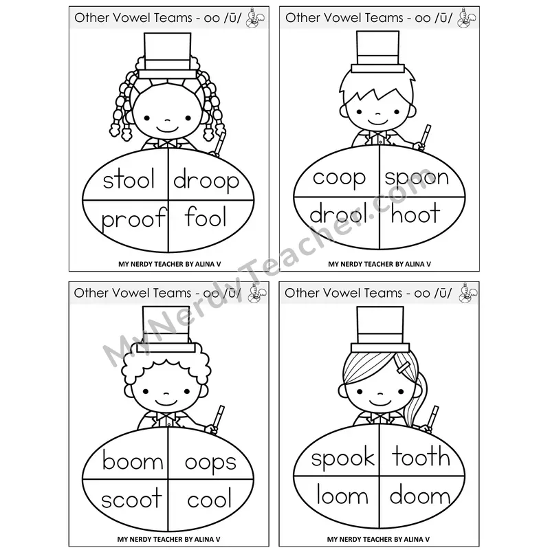 Long OO (/ū/) Sentence Spinners Task Cards — Decodable Sentences