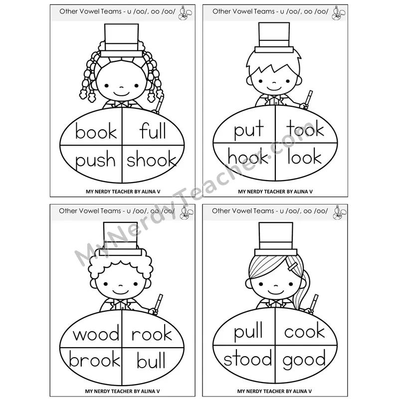Short OO and U (/oo/) Sentence Spinners Task Cards — Decodable Sentences