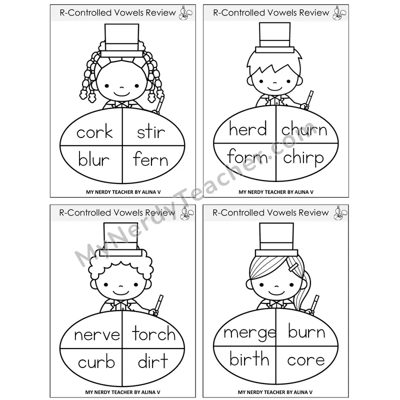 R-Controlled Vowels Review Sentence Spinners Task Cards — Decodable Sentences