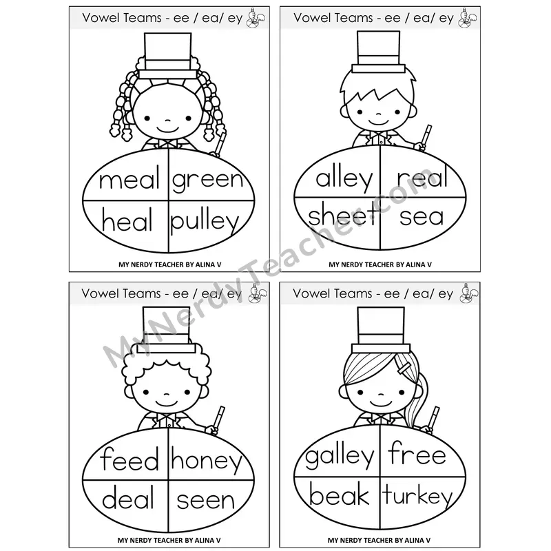 Long E Vowel Teams (ee, ea, ey) Sentence Spinners Task Cards — Decodable Sentences