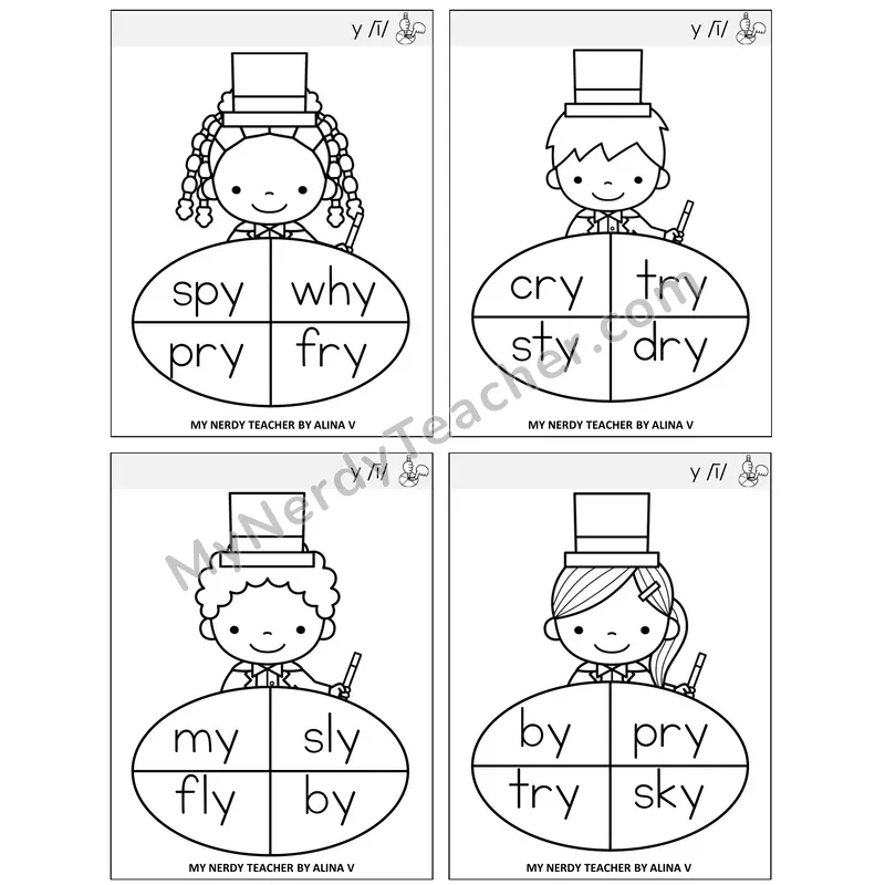 Y as Long I Sentence Spinners Task Cards — Decodable Sentences