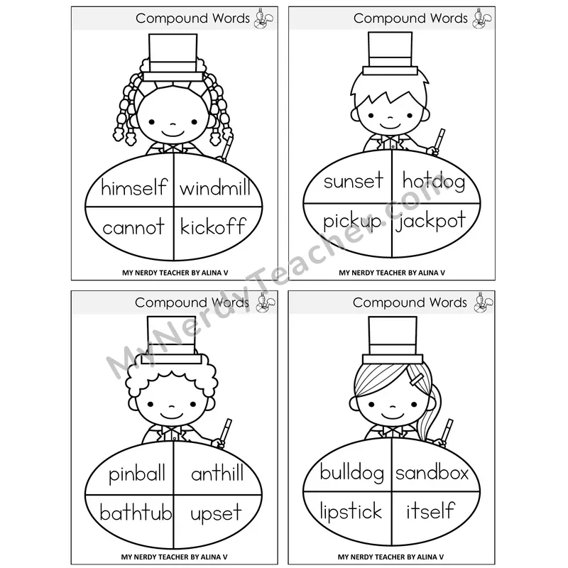 Compound Words Sentence Spinners Task Cards — Decodable Sentences