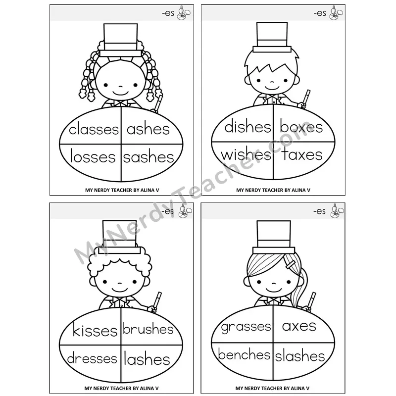 Suffix -es (Inflectional) Sentence Spinners Task Cards — Decodable Sentences