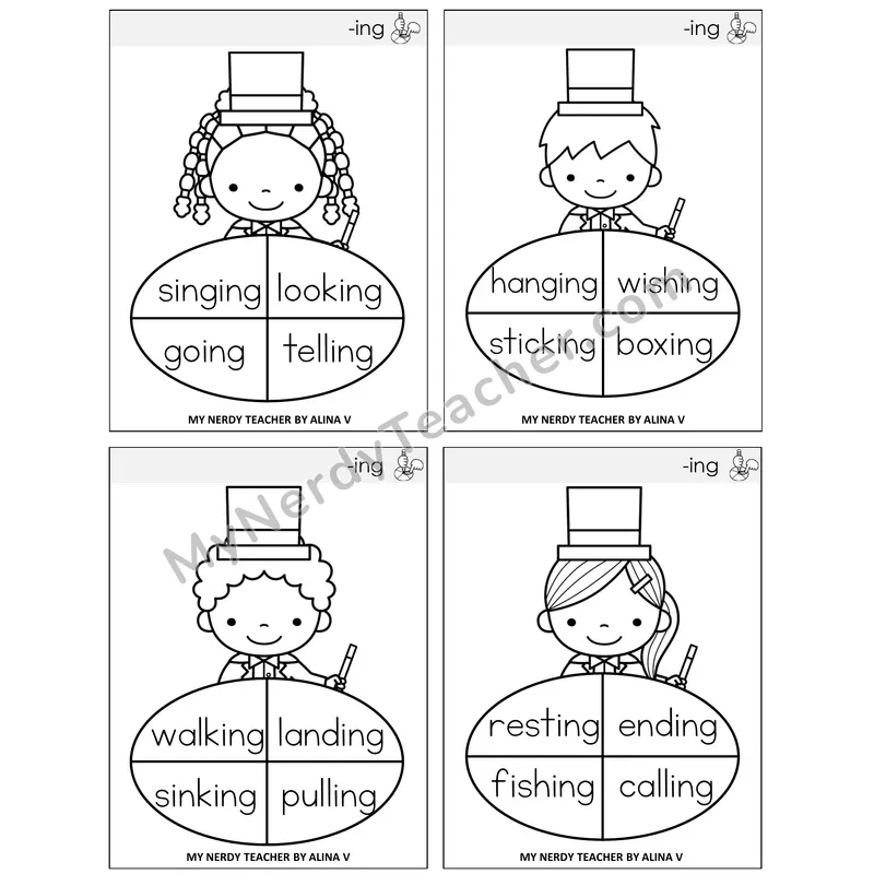 Suffix -ing Sentence Spinners Task Cards — Decodable Sentences