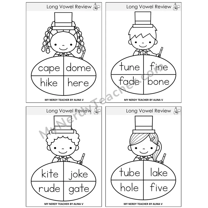 Long Vowels Review Sentence Spinners Task Cards — Decodable Sentences