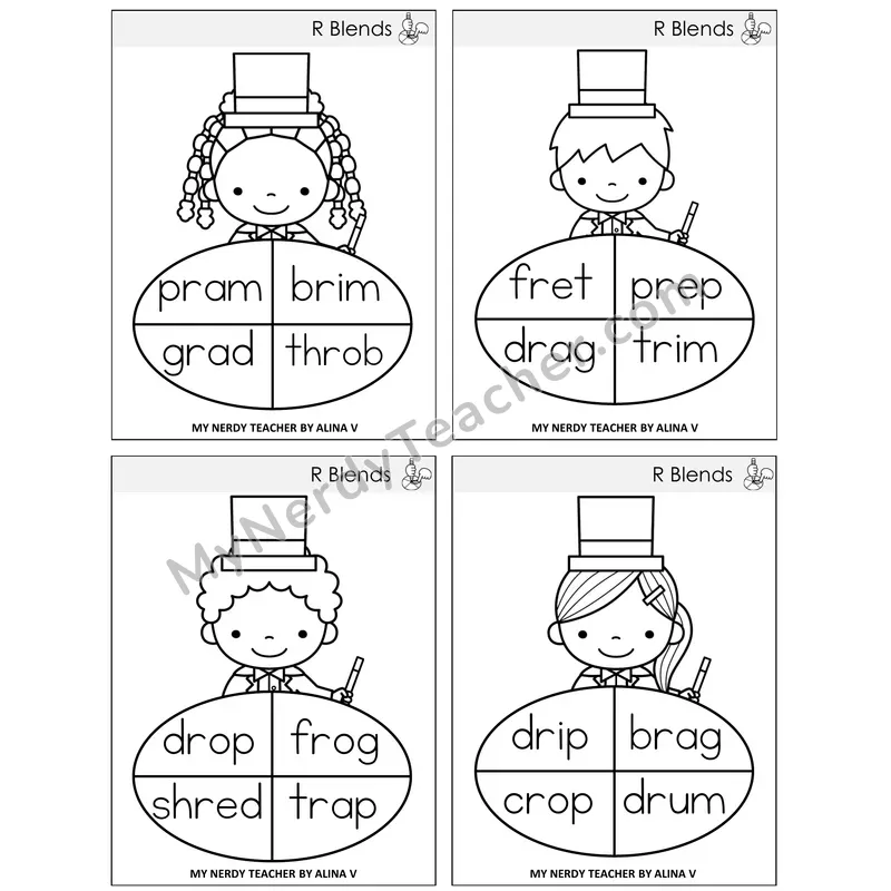 R Blends Sentence Spinners Task Cards — Decodable Sentences
