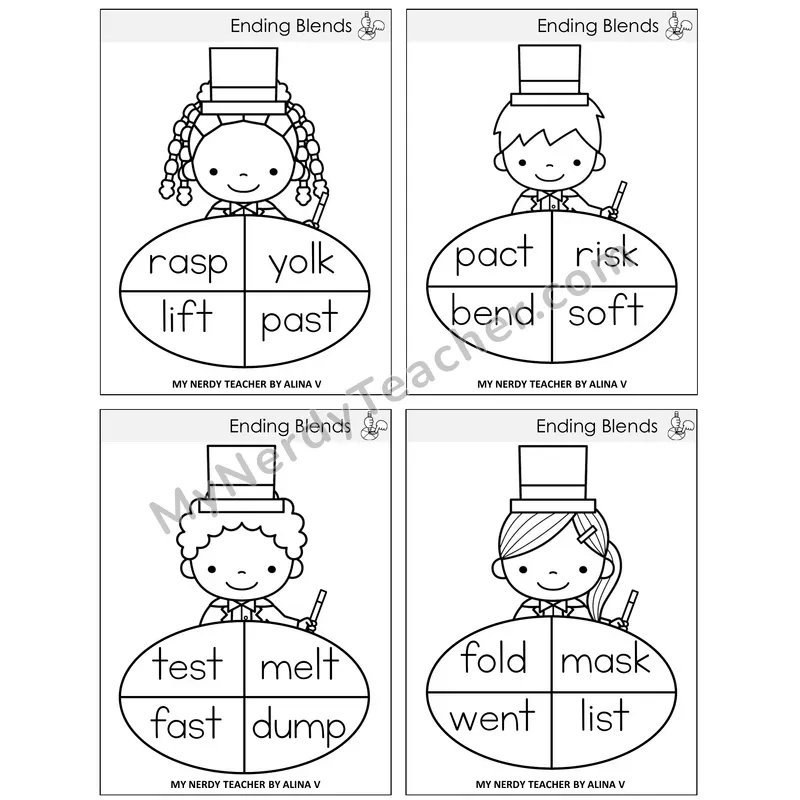 Ending Blends Sentence Spinners Task Cards — Decodable Sentences