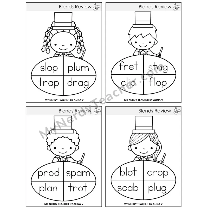 Blends Review Sentence Spinners Task Cards — Decodable Sentences