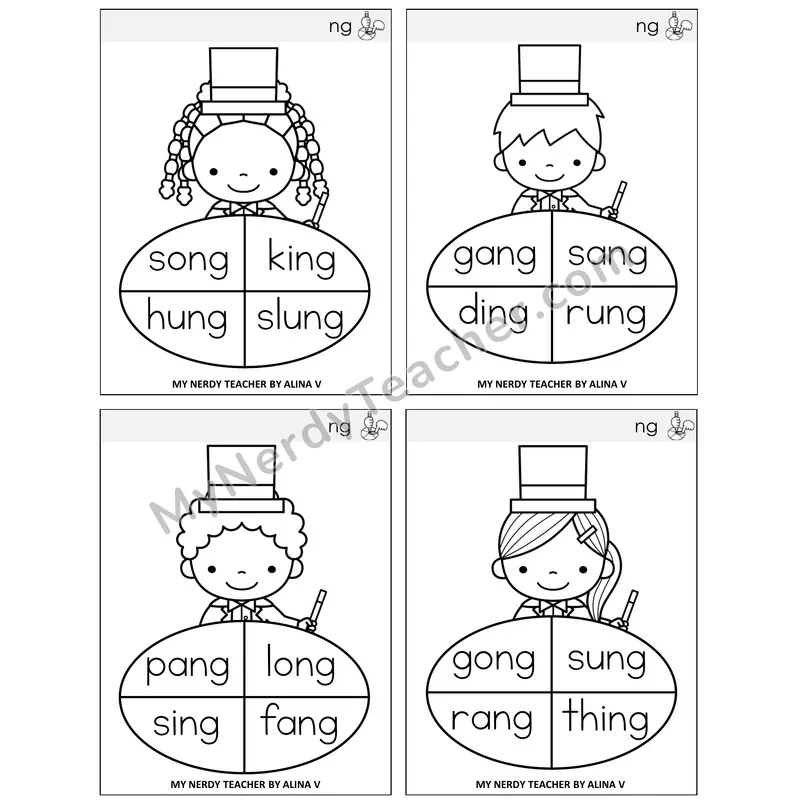 NG Digraph Sentence Spinners Task Cards — Decodable Sentences