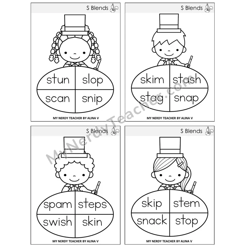 S Blends Sentence Spinners Task Cards — Decodable Sentences