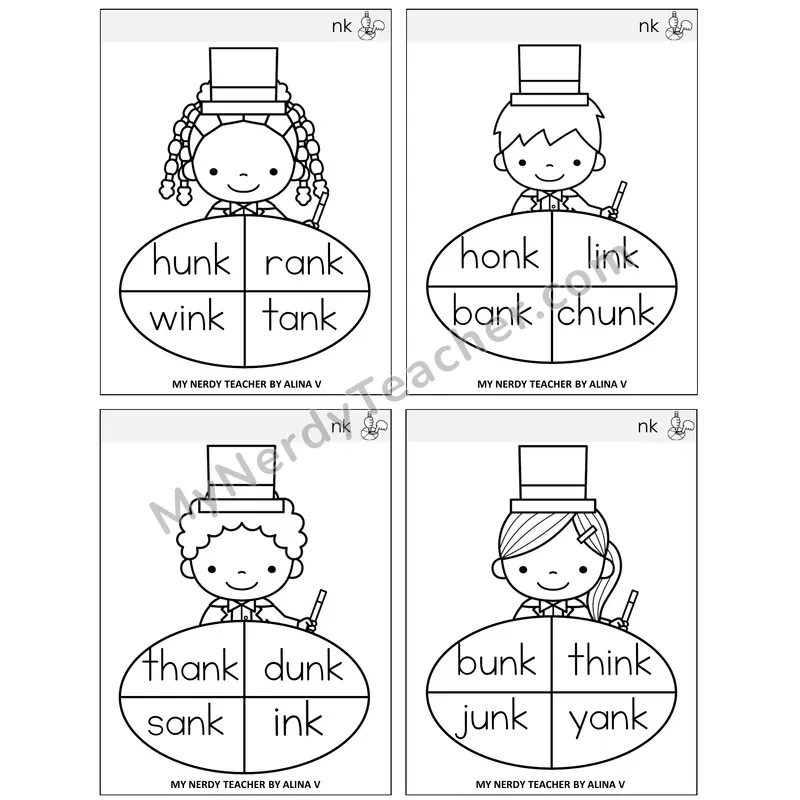 NK Digraph Sentence Spinners Task Cards — Decodable Sentences