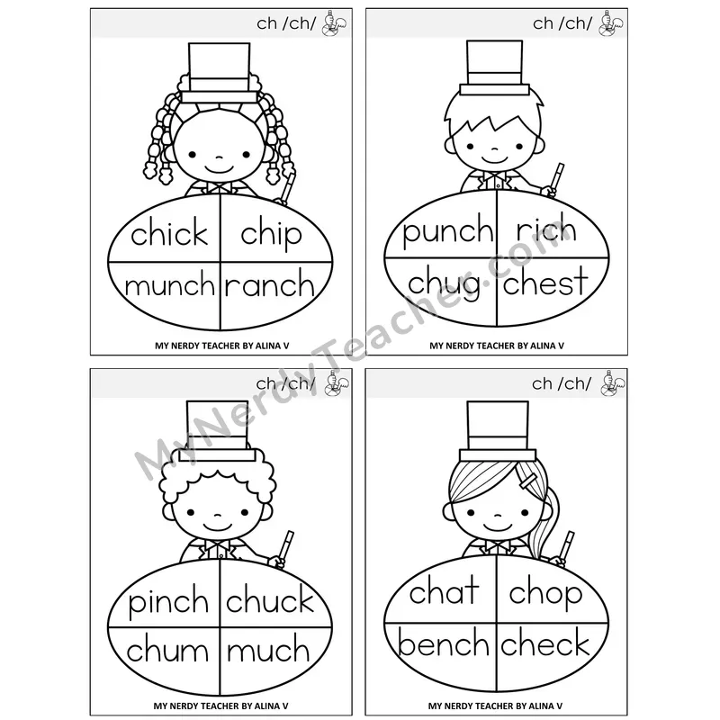 CH Digraph Sentence Spinners Task Cards — Decodable Sentences
